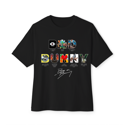 Camiseta oversize Bad Bunny discografía