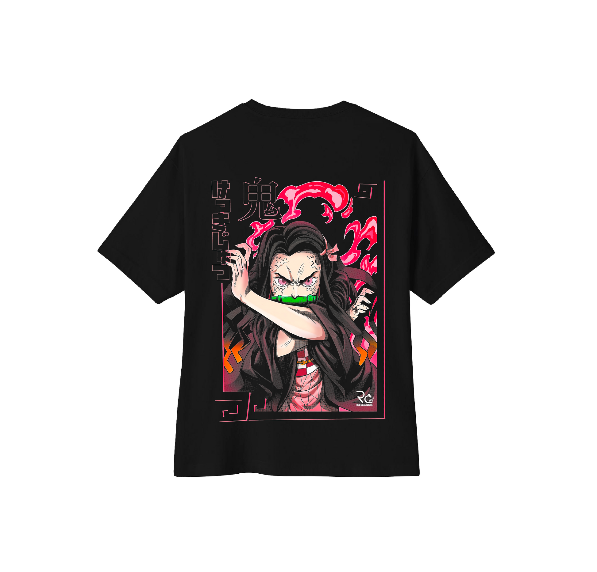 Camiseta oversize anime Kimetsu no Yaiba Nezuko Espalda DTF
